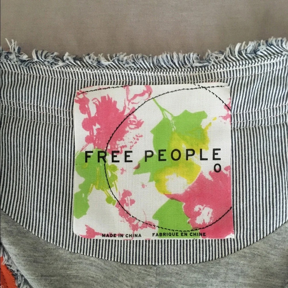 Free People Women’s Striped Beaded Fringe Blazer size 0 EUC - Picture 2 of 4